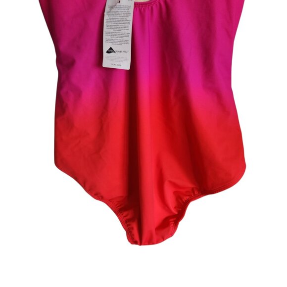 Lands End Swimsuit 14 Long Tall 14L Pink Women's SlenderSuit One Piece Bathing - Picture 6 of 9